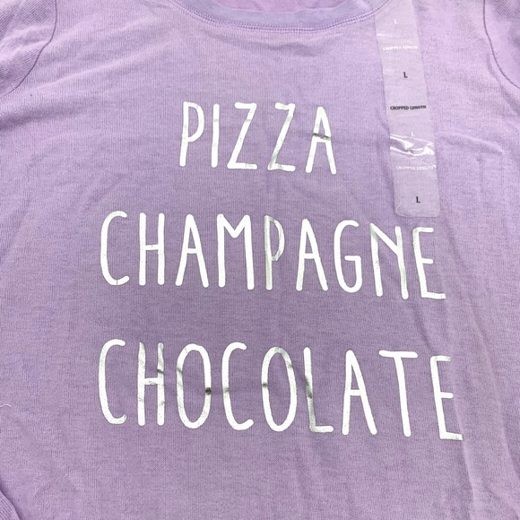 4/$25 Jenni by Jennifer Moore PJ Top Foodie Pizza Champagne Chocolate Large NEW - Picture 2 of 2